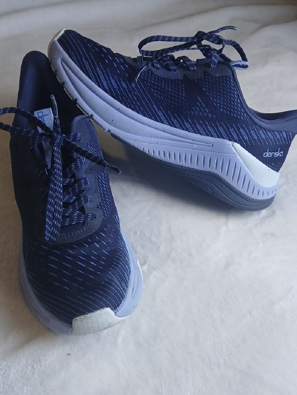 Dansko Navy and White Knit Athletic Sneakers